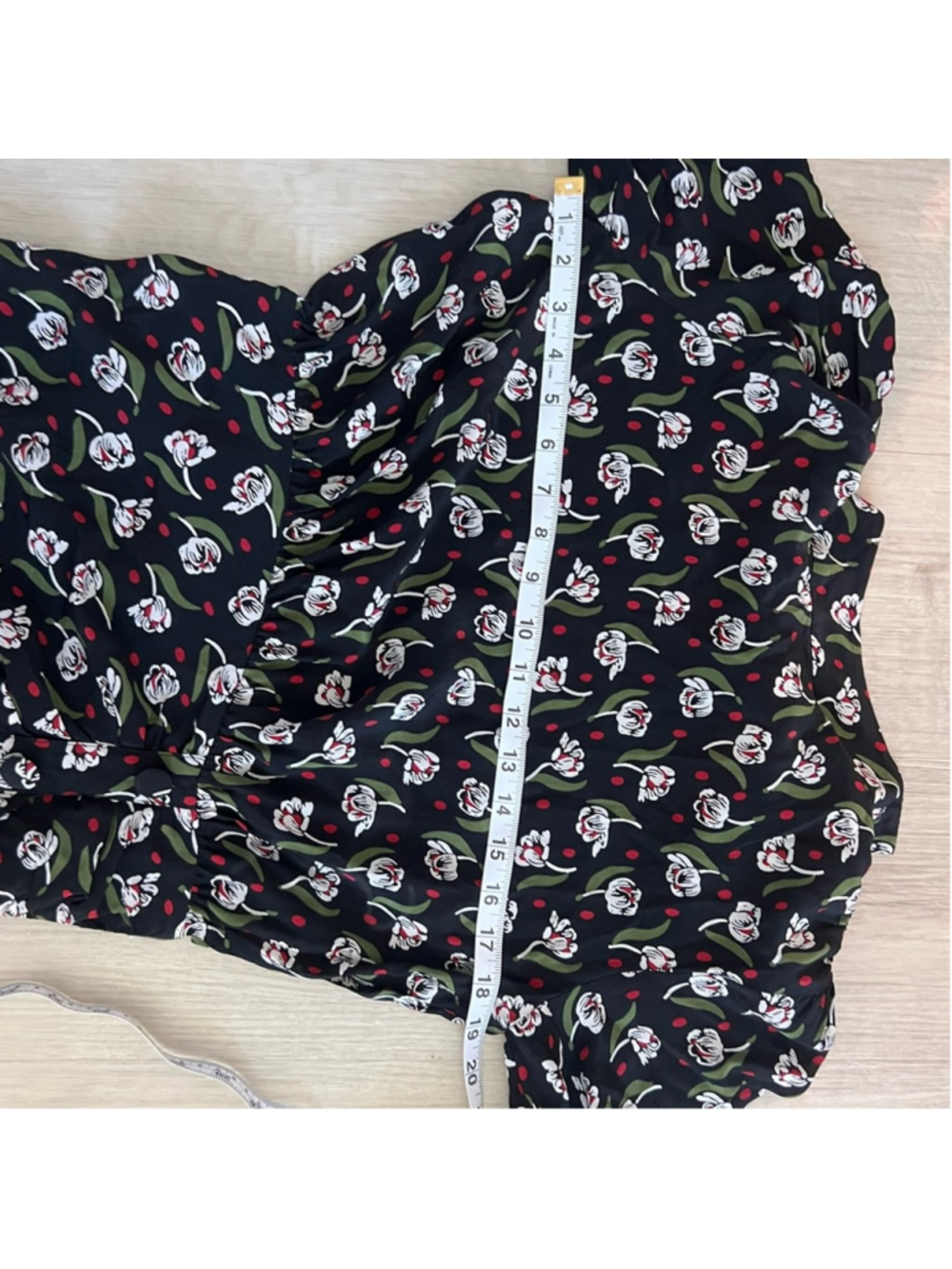 Veronica Beard Cadence floral Ruched Midi Dress High Neck Long Sleeve Black S - Picture 10 of 12